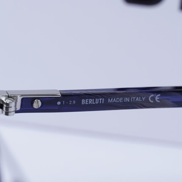 Berluti BL40004U 01C Square Sunglasses - Silver/Blue/Silver Mirror - Picture 8 of 9